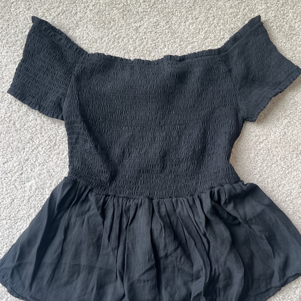 Blue Rain Black Off-Shoulder Blouse